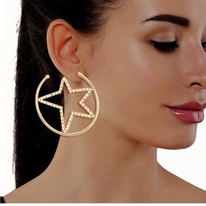 Shining Star Hoop Earrings (Gold)